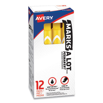 Avery® Marks A Lot Large Desk-style Permanent Marker, Broad Chisel Tip, Yellow, Dozen (8882) freeshipping - TVN Wholesale